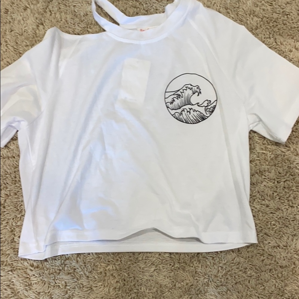 Cold shoulder white crop top